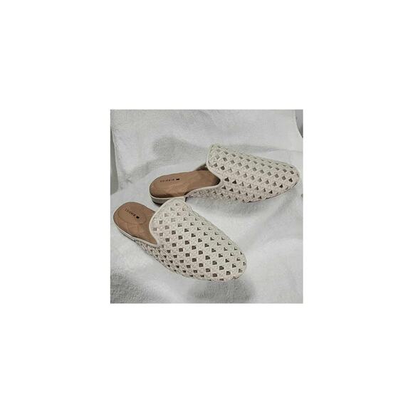 NWT Women's Birdies Phoebe Woven Slide Mule Ecru Woven Faux Leather size 7 Boho - Picture 4 of 6